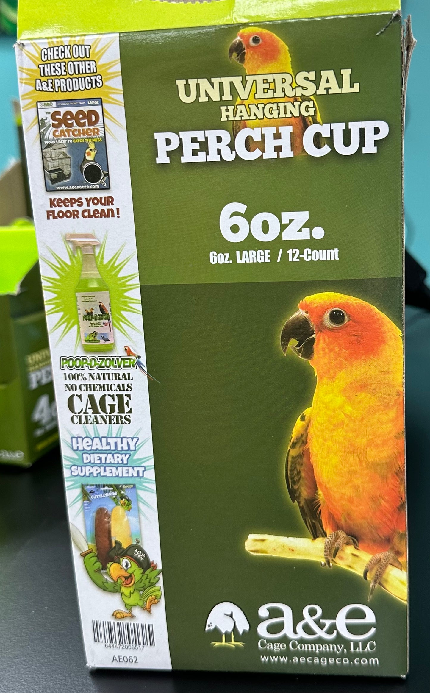 Seed cup with perch and hooks 2oz 4oz 6oz