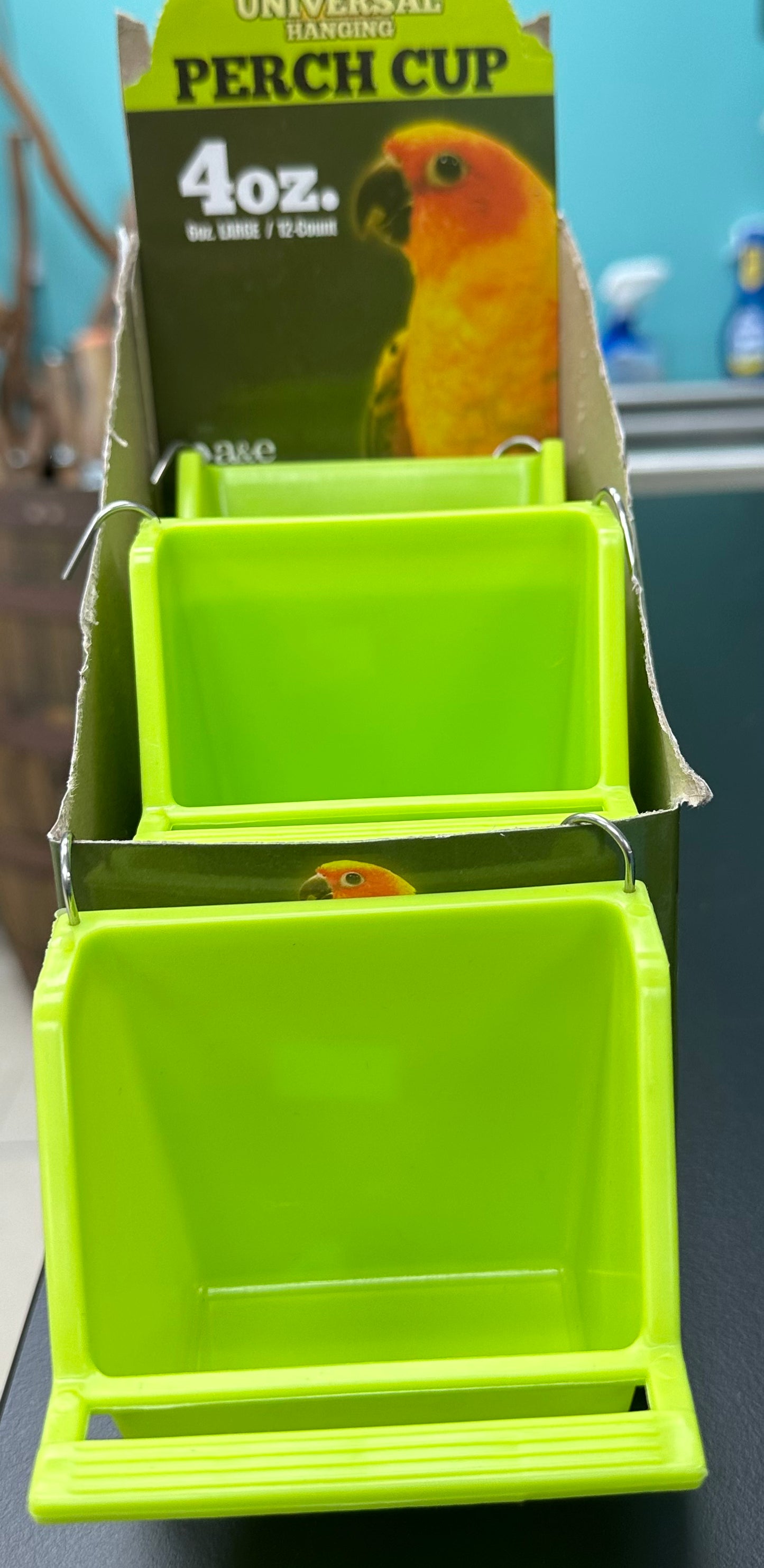 Seed cup with perch and hooks 2oz 4oz 6oz