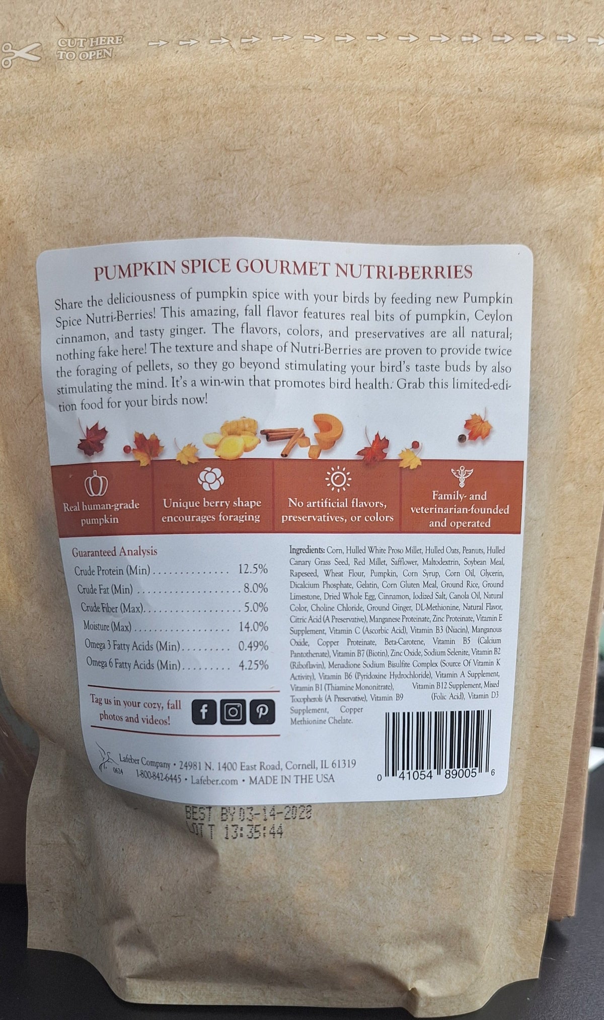 Nutri-berries Pumpkin spice Conure & cockatiel