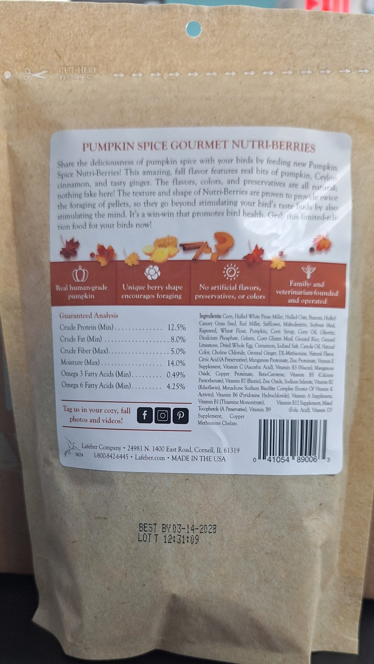 Nutri-berries Pumpkin spice partot