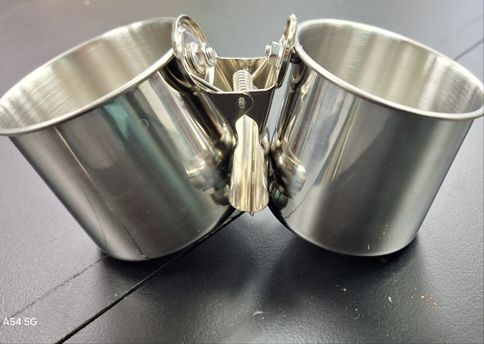 Stainless steel duo cups with metal clamp