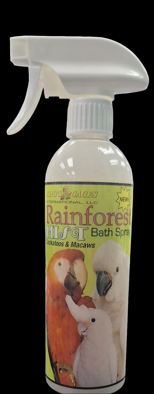 Rainforest Mist Bath Spray for Cockatoos & Macaws with Aloe 17 fl oz Fresh Vanilla Scent